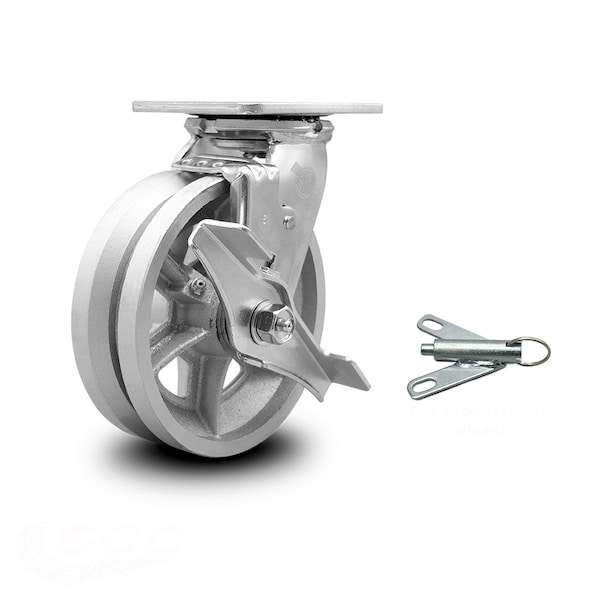 6 Inch V Groove Semi Steel Caster with Ball Bearing and Brake/Swivel Lock SCC
